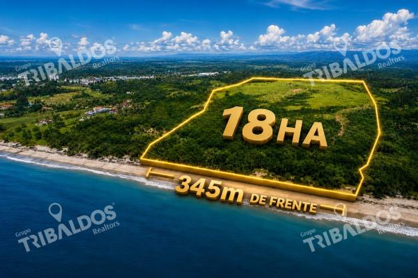 Terreno frente al mar en venta en río hato | 18 hectáreas | us$38/m²
