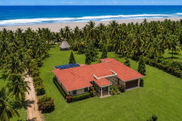 Beachside home with solar panels in las lajas