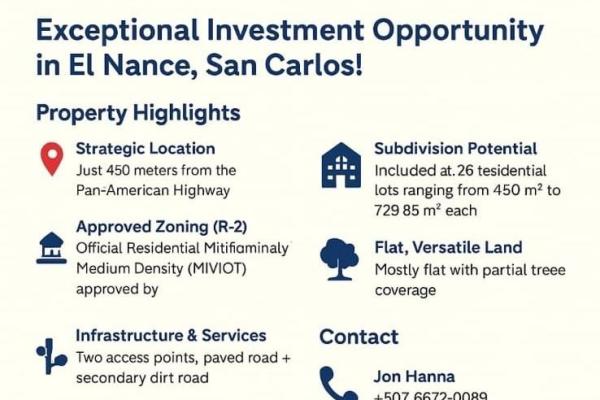 En venta: espectacular terreno en el nance, san carlos.