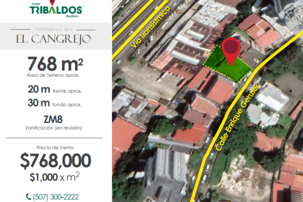 Terreno comercial en venta en el cangrejo